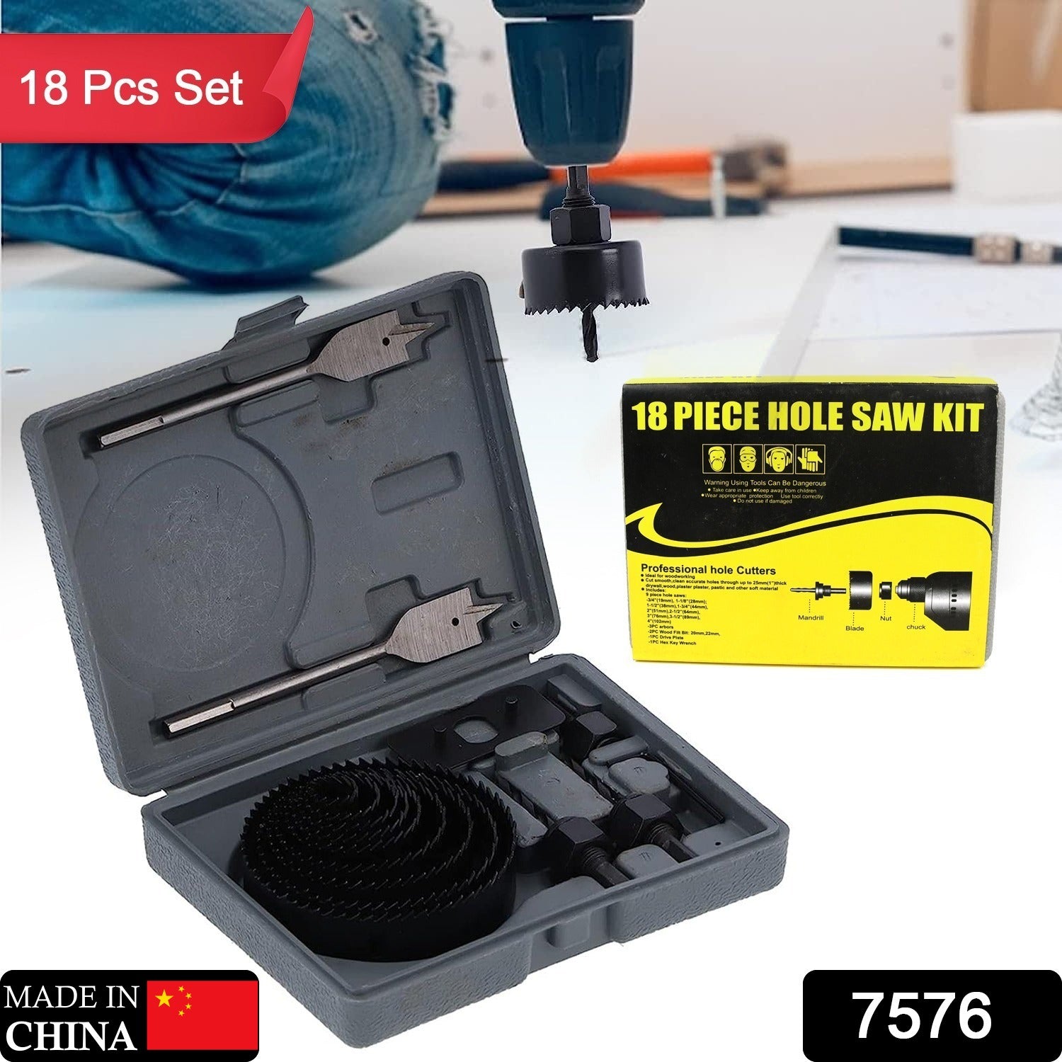 7576 Drill Hole Cutter Carbon Steel High Accuracy Incisive Hole Saw For Cutting Pcv For Cutting Plastic For Cutting Wood Hole Saw Kit (18 Pcs Set) 7576 Drill Hole Cutter Carbon Steel High Accuracy Incisive Hole Saw For Cutting Pcv For Cutting Plastic For Cutting Wood Hole Saw Kit (18 Pcs Set)
